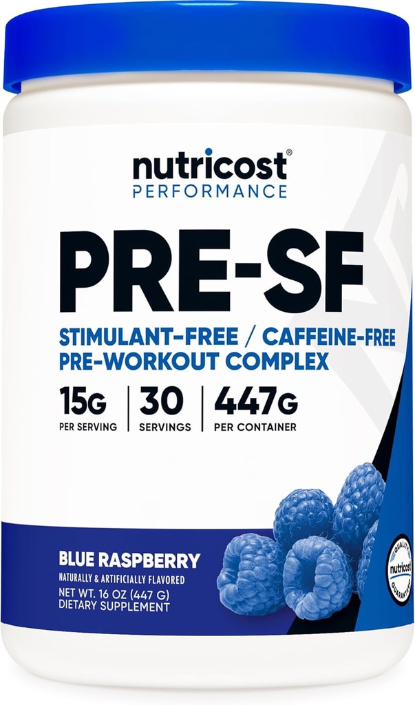 Nutricost Stimulant brezplačno Pred-World, 30 Serving (modra malina) - Kofein brezplačno, Non-GMO, Gluten brezplačno