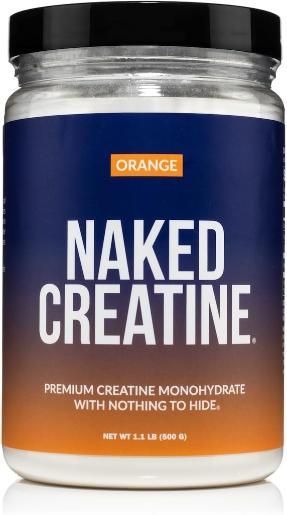 NAKED Pure Micronized Orange Creatine Monohidrat - 36 Servisi - 500 Grams, 1.1Lb razsutem stanju, Vegan, Non-GMO, Gluten Free, Soy Free. Pomoč moč pridobi, brez dodatkov