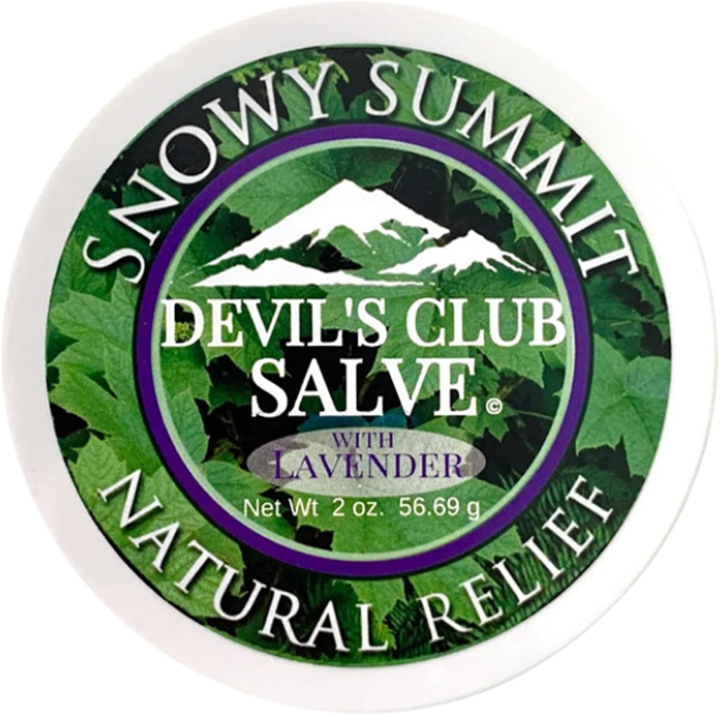 Snowy Summit Aljaska Devil's Club Lavender Salve - Ročno izdelano nego kože Mazilo s sivko - Naravne Muscle Rub s premium, odgovorno izvor rastlinskih materialov - Made in USA - 2 oz