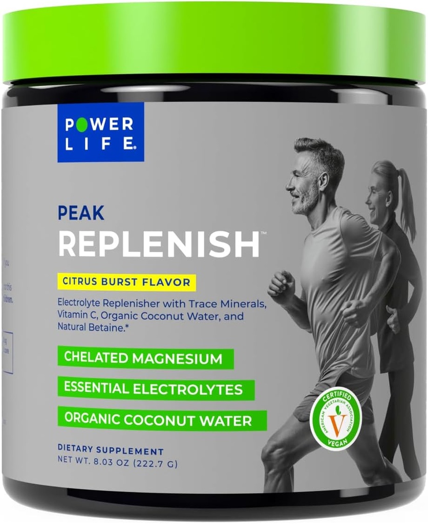 POWERLIFE Vrh Replenish - visoka absorpcija Magnezijev elektrolit prašek z organsko kokosovo vodo, in Trace minerali, 30 Servisi