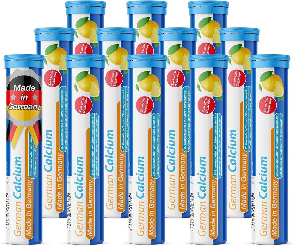 T&D nemščina kalcij 500 mg - 240 veganska pijača šumeče tablete - limonina limonina aroma - izdelana v Nemčiji
