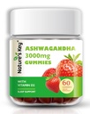 Narava je ključ Ashwagandha Gummies, 3000mg Visoka moč Ashwagandha Root Extract z vitaminom D2, Stres, Calm Mood & Kognition, za moške in ženske, Jagodna aroma (60 Število (Pack of 1)