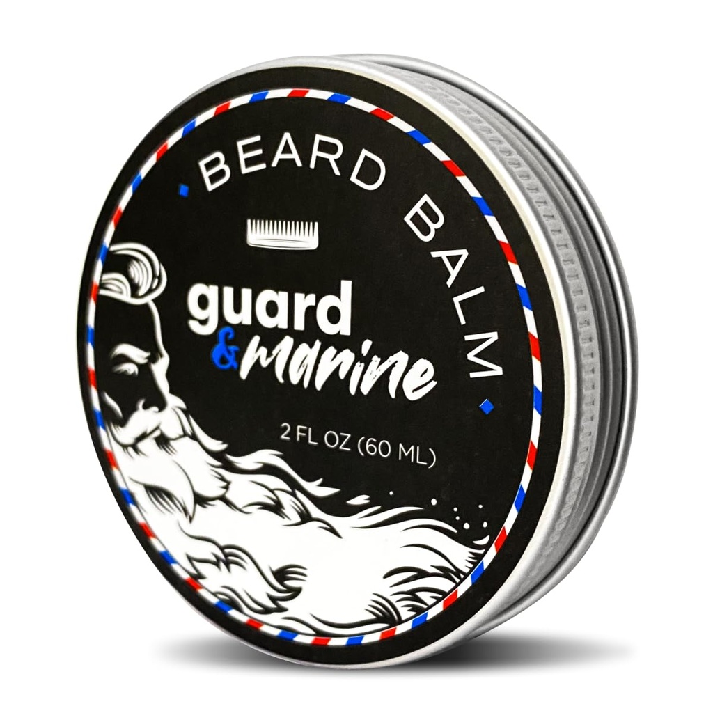 GUARD&MARINE Beard rastni balzam - 2 oz. Učinkovita naravna formula z Biotin za brazde in Mustache Care, Hidracija in Styling, Leave-in bradd baldier & Nenasiten vlažilnik za moške