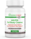 Greens First Full Body AM/PM Cleanse Supplement - za naravno razstrupljanje strupov - Polna črevesja in zaprtje - Prebavne zdravstvene kapsule - 20 Veggie kapsule