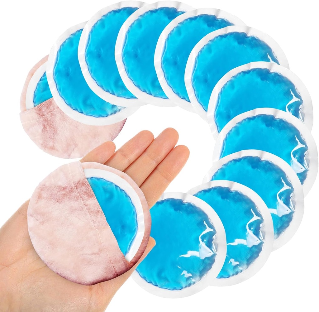 Mali okrogli paketi ledu za poškodbe, 12 Pack mehko kozmetični led paketi za obraz, ponovno uporaben vroče hladno gel paket Circular hladno kompresija z 2 Ovoj za lajšanje bolečine, zoboboli, prsi kirurgija, Modrost zob