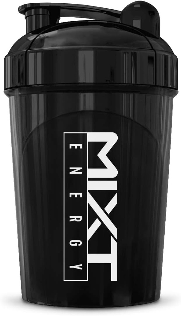 MIXT Energy Shaker Steklenica, 16 oz. Shaker steklenica, BPA Free & Lid Mešalna tehnologija (16 oz, črna)