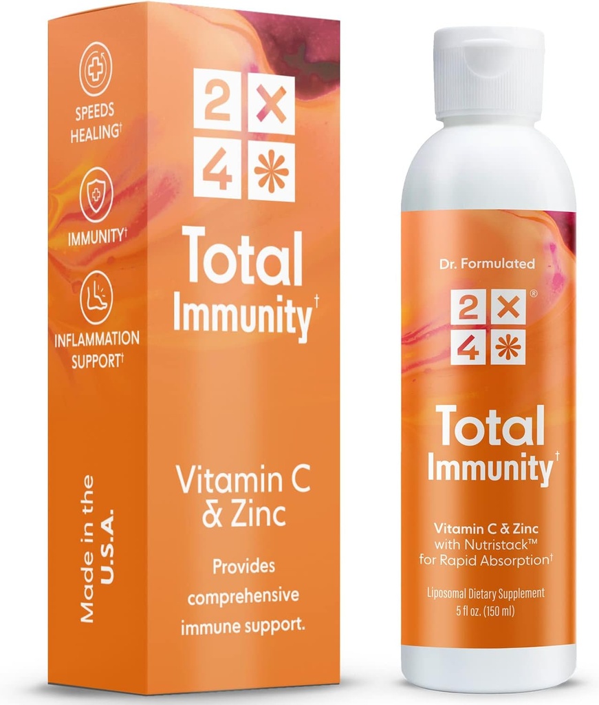 2X4 Bezgove jagode z cinkom in vitaminom C za odrasle - tekoča dnevna podpora imunskemu sistemu - Liposomski dodatek imunitete Vitamini, Ne-GMO, Brez sladkorja, 30 Serving, 5 fl