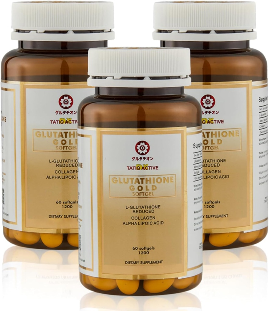Izdelano na Japonskem Napredno Gold Glutatione Kapsule s kolagen, vitamin C, in antioksidanti dopolnilo za radiant, mladostno videz kože, kolagen proizvodnje in celo kože Tone – 3 steklenice