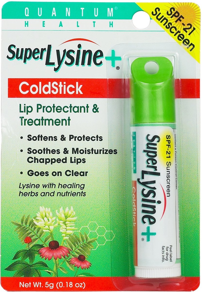 Quantum Super Lysine in Cold Stick Tube Lip Protector in hladno boleče zdravljenje - 0,18 oz