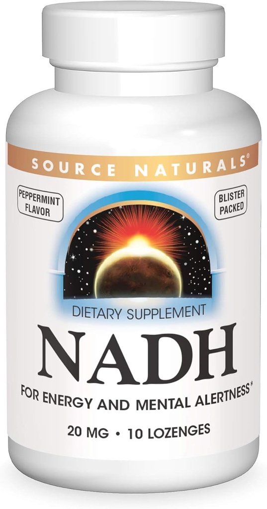 Vir Naturals NADH 20mg, povečanje energije in duševne budnosti*, 10 Lozenges