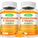 2 Pack Kalijev Citrat Gumies – Visoka moč Kalijev dodatek za zdravje mišic, Leg Cramp Relief, Elektrolit Balance – Vegan, Ne-GMO, Gluten-free, Orange Flavor, 120 Count