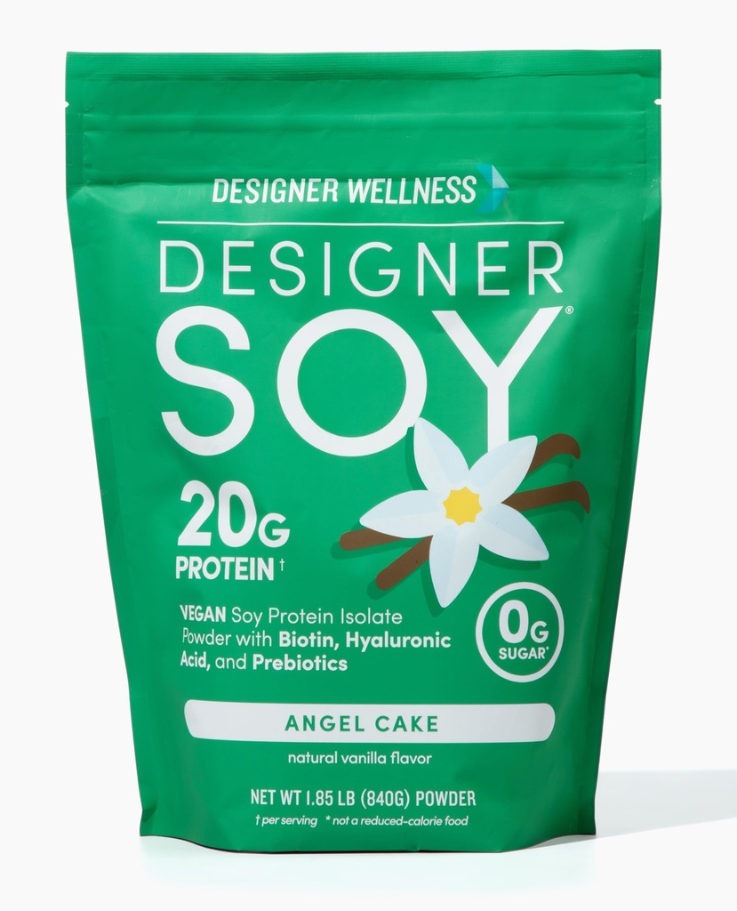 Oblikovalec Wellness, Soy Izolat Protein Powder z Biotin, Hyaluronska kislina, in Prebiotiki, Vegan, 0 Sladkor, Non-GMO, Angel Cake Vanilla, 1,87 lb
