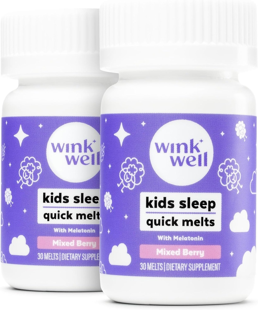 Wink Well otroci žvečljive taline- otroci pomoč za spanje žvečijo z melatonin 1mg- Hitro globoko Toddler pomoč za spanje, droge-free-Fast, non-Habit-Forming raztopi tablete- 30 taline (Pack z 2)