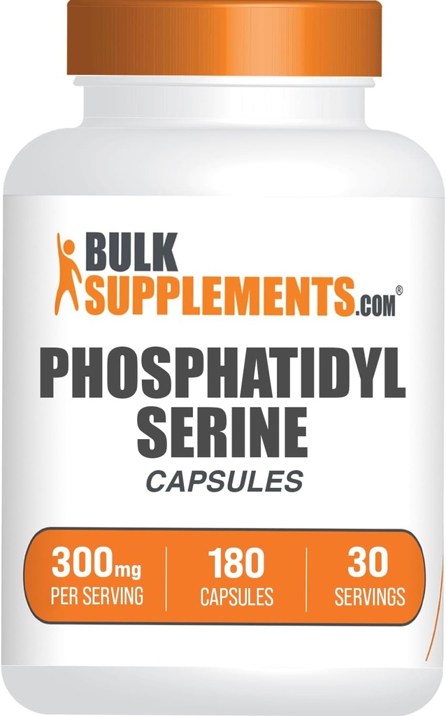 BulkSupplements.com Fosfatidilserin Kapsule - fosfatidilserin dodatek, fosfatidilserin 300 mg - Izvir iz soje, 6 kapsul na servacijo, 180 kapsul (paket po 1)