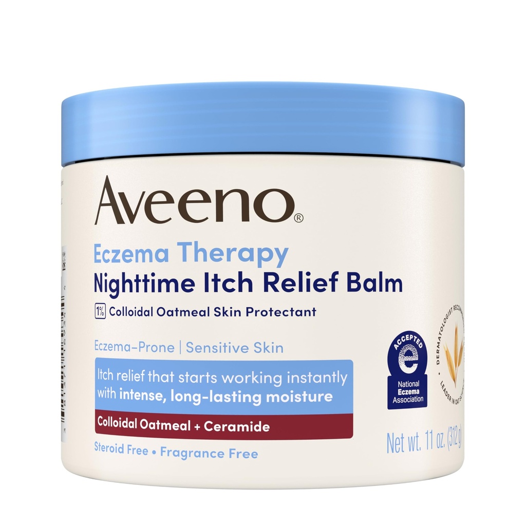 Aveeno ekcema Terapija Srbečica Relief Balm, Eccema Krema za telo, Vlažilni koloidni ovseni in ceramidni Formula, Fragrance Free, Pomirjujoče suho srbečo kožo, 11 fl oz