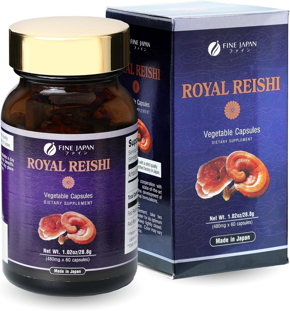 FINE JAPAN Organic Reishi Gobe Kapsule-Organične gobe Extract dodatek za povečanje vašega imunskega sistema zdravje Dinamična goba - 60 kapsul