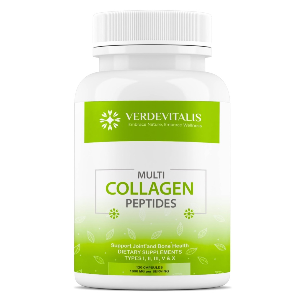 Kapsule z več kolagenskimi peptidi - ne-GMO&Gluten brez tipa I, II, III, V, X Hidrolizirani kolagenski dodatki z vitaminom C - podpira zdrave lase, kožo, nohte, & sklepe - 120 CPS