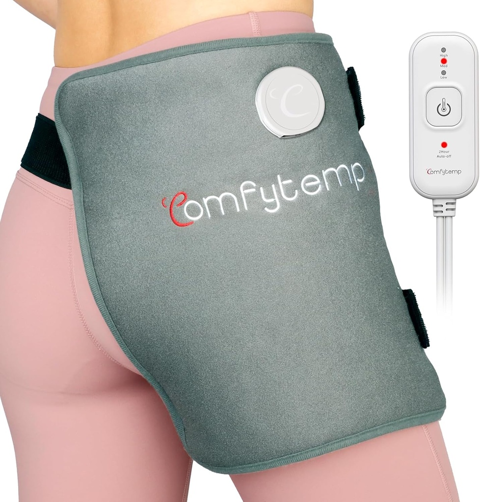 Comfytemp Hip Ogrevanje Pad za Hip Sciatica Pain Relief Hip Brace, Božič Rojstni dan Darila za mamo Ženske Žena Moški, Spodnji hrbet Visoko rit Električna FSA Upravičeni HSA Heat Pad Vroča fizikalna terapija (S/M)