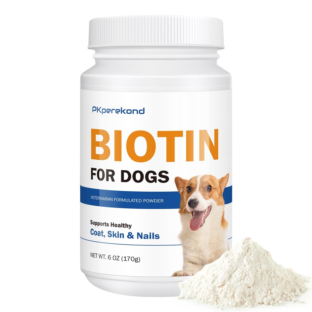 Biotin for Dogs, Supports Shiny Coat and Healthy Skin, Strengthens Dog Nails, Biotin Powder Supplement for Dog Shedding, Dry Skin Relief for Dogs, 6 oz, Original Flavor