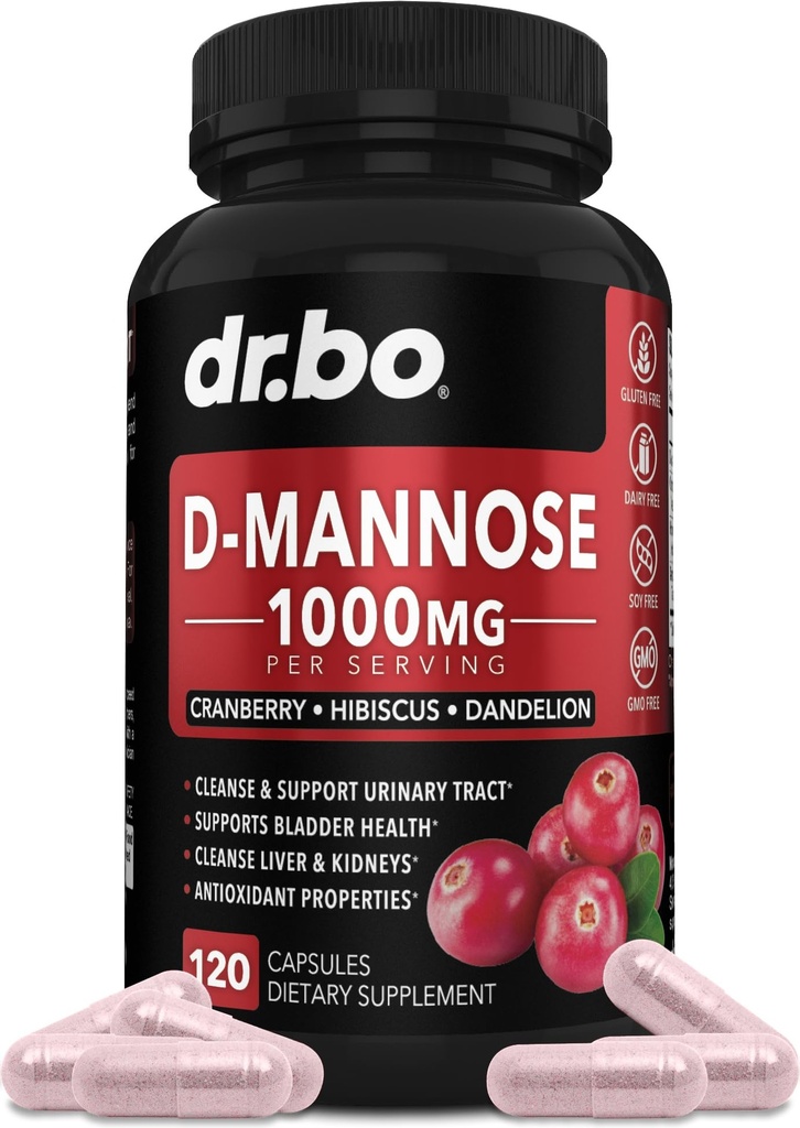 D Mannoze dopolnila za ženske tablete - naravna D-mannoza 500mg Kapsule, Cranberry Dmannose tablete 1000mg na serviranje - Bladder Flush & urinary Tract čiščenje dopolnilo - 120 Veg kapsule