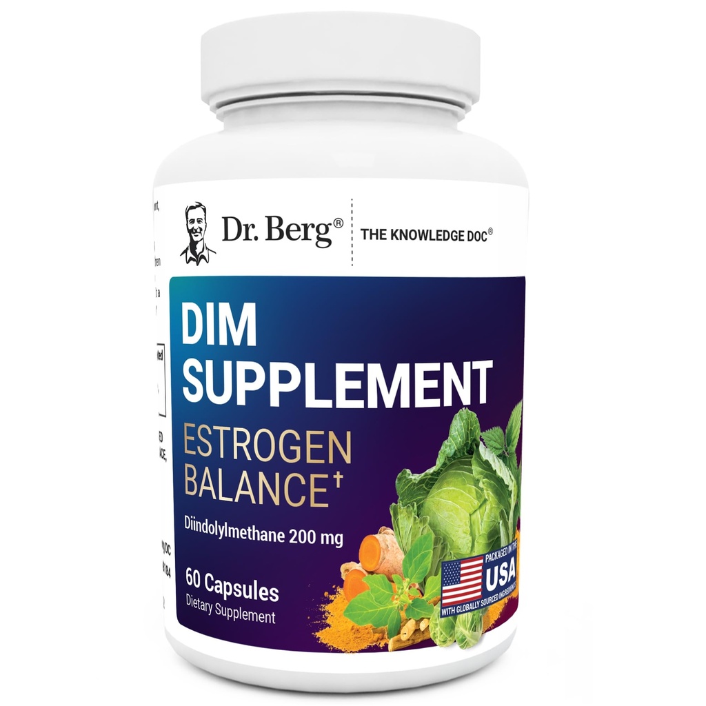 Dr. Berg DIM Supplement Estrogen Balance - Original Estrogen dodatek za ženske z Diindolylmetan za menstrualne simptome in menopavza Relief & črna paprika za izboljšano absorpcijo - 60 kapsul