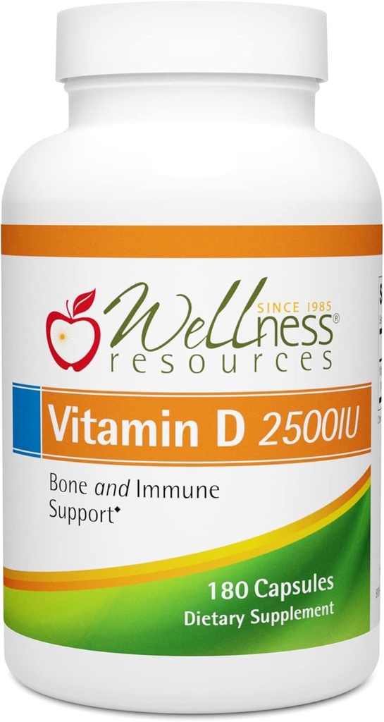 Wellness resources Vitamin D - 2.500 i.e. brez soje Vitamin D3 (180 Veggie Kapsules)