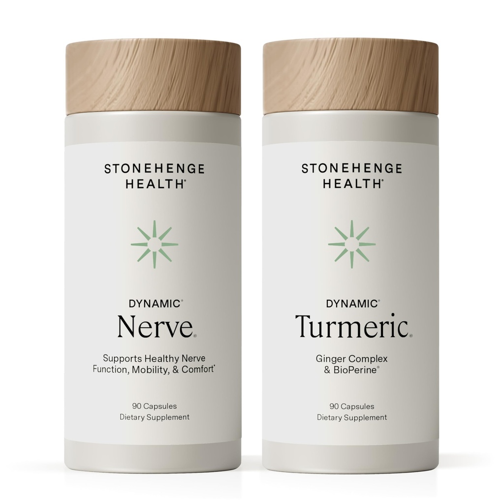 Stonehenge Health Dynamic Nerve + Dynamic Turmeric Bunde dodatki za podporo udobje, Tingling, Numbness, Gorijo