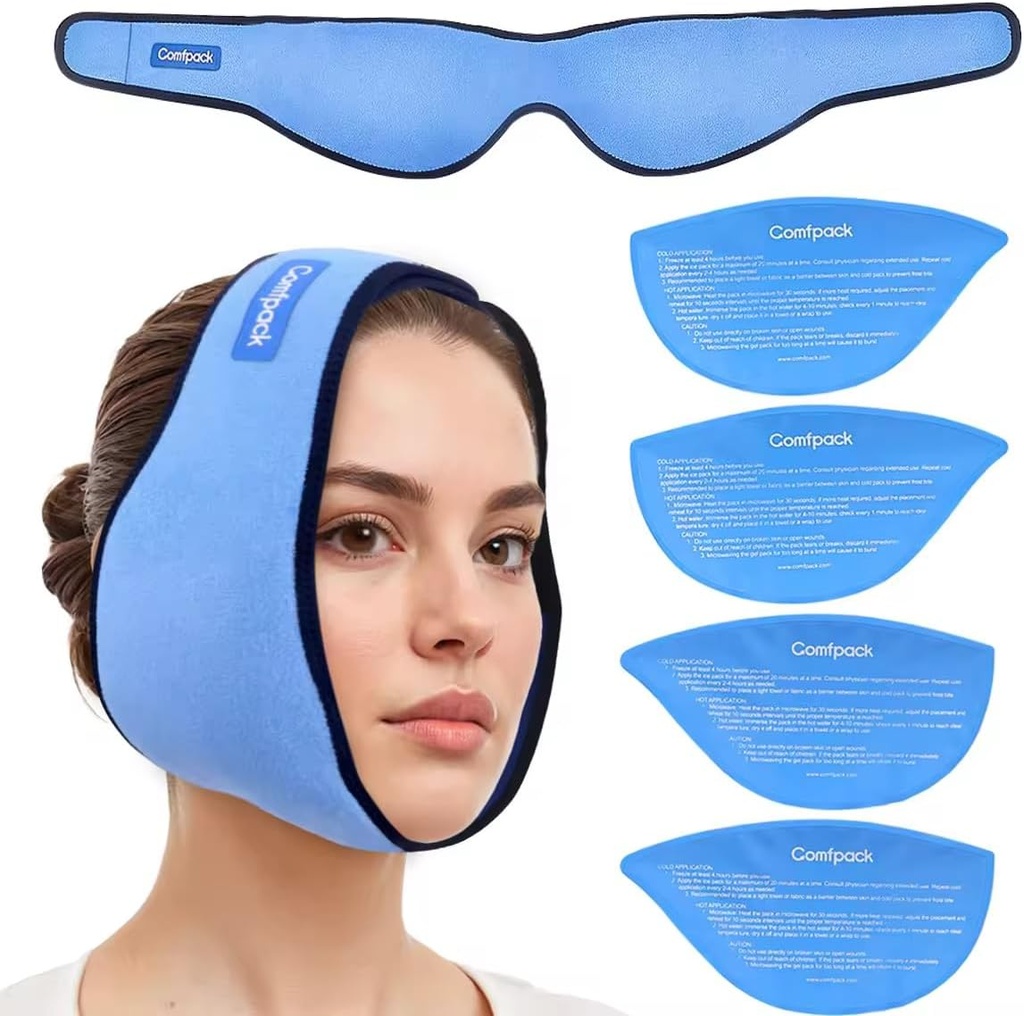 Ice Pack for Wisdom zob odstranjevanje s 4 ponovno uporabo vroče hladno gel paketi, Modrost zob Ice Pack glavo Ovoj za Tonzillectomy, TMJ, izvleček zob, bolečine Jaw, oralna kirurgija, kozmetično injiciranje