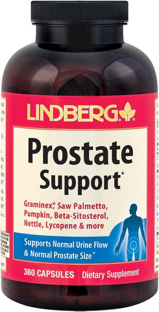 Podpora Lindberg prostate* - z Graminexom, žago Palmetto, bučo, beta-sitosterolom, koprivo, likopenom in več (360 kapsul)