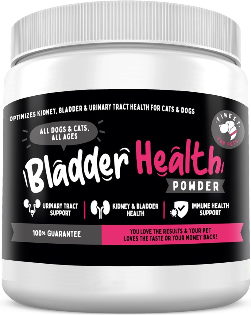 Finest for Pets Bladder Health Dog & Cat UTI Remedy - Cranberry Supplement for Pet, Bladder, Ledvična podpora & Serin Tract Health Powder with Cranberry & D-Mannose (120g - 120 Scoops)