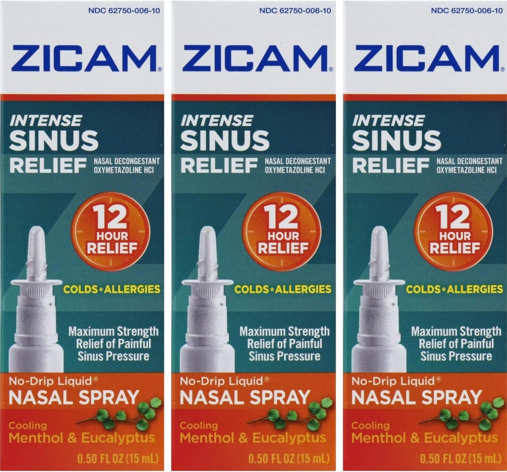 Zicam Intense Sinus Relief, hlajenje Menthol & Eucalyptus Pump 0,5 fl oz (količina 3)