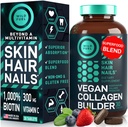 WILD FUEL Vegan Collagen Builder - Biotin, Organic Superfood, Aminokisline Glicin, Lizin, Proline Rastline-Based Colagen Booster dodatki - 30 Organski ekstrakt tablete