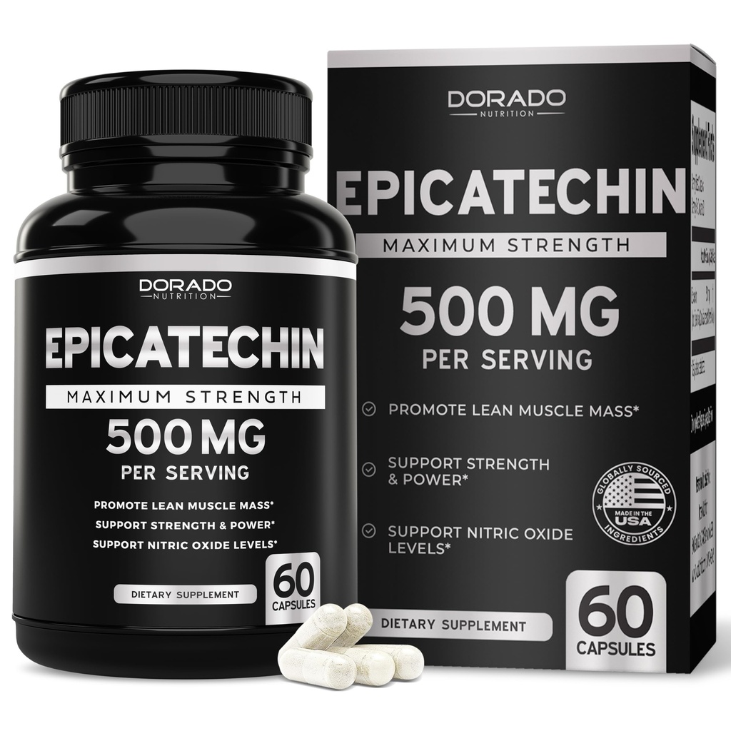 Epicatechin Extract 500mg na serviranje (60 kapsul) Zaviralec miostatina, blokator miostatina za lean mišice, dušikov oksid, stamina in vzdržljivost – ne GSO, Veganski dodatek in tretja stranka testiran