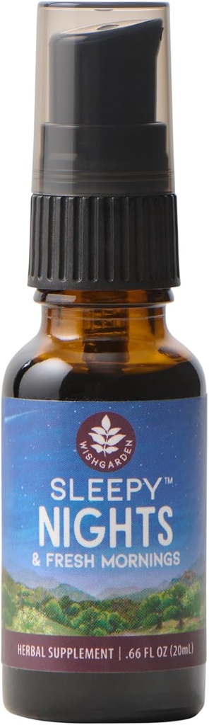 WishGarden Herbs Sleepy Nights & Fresh Jutra - Vse naravno Zeliščno spanje Tinktura, Organski spanja dodatek w/Passionflower, Hops & Scullcap, Podpira globoko spanje in zdravo spanje ciklov, .66oz