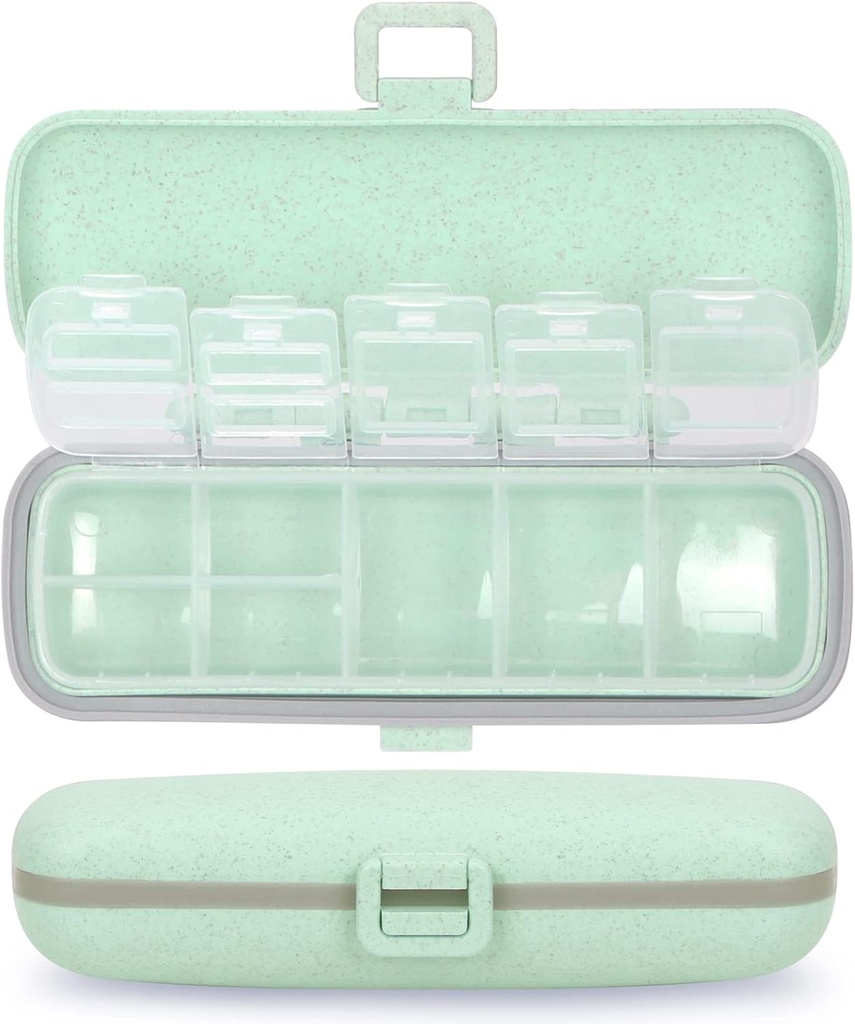 Naturetouch tablete Organizator, 7 Kompartmenti Tablete Box Prenosna potovalna medicina Organizator za torbico ali žep 7 dan tablete Dispenser Shranjevalnik Primer z ključavnico za vitamina Medication ribje olje dopolnila Gree