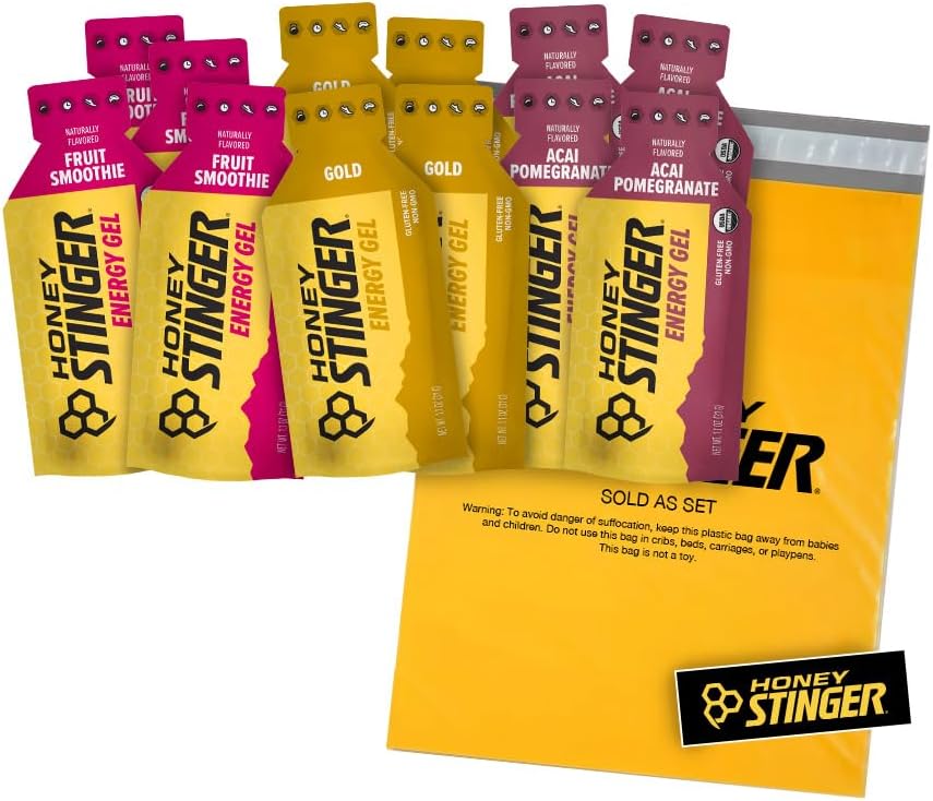 Honey Stinger Organic Energy Gels – Variety Pack z Nalepko – 12 Štetje – 4 Vsak okus – Energija Vir za katero koli dejavnost – Acai Granate, Gold & Fruit Smoothie
