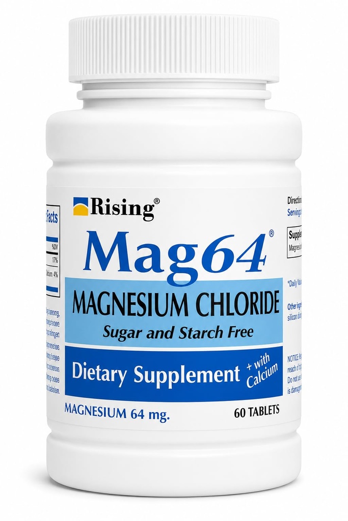 Rising Pharma - Mag64 Magnezijev klorid s kalcijevimi tabletami - 60 števil