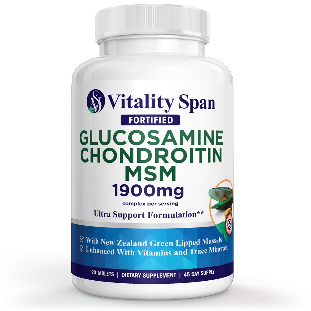 Glukozamin Chondroitin Napredna skupna podpora Tripple moč z cinkom in bakrom, Skupni dodatek za moške in ženske za kartilažo in skupno zdravje, Made in USA, 90 Veg tablete