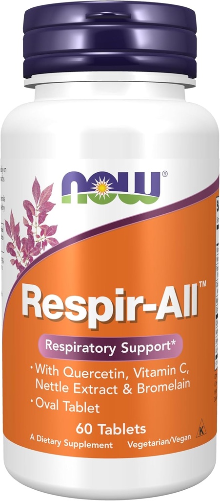 Zdaj dopolnila, Respir-AllTM s Quercetin, Vitamin C, Izvleček koprive in Bromelain, dihalna podpora*, 60 tablet