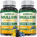 2 Pack Sugar Free 3000MG Mullein Gummies - Lung čiščenje, Mullein Leaf Extract dodatek za dihala, Organic Mullein kapljice s Quercetin & Bromelain za Lung, Prebavno zdravje in imuno