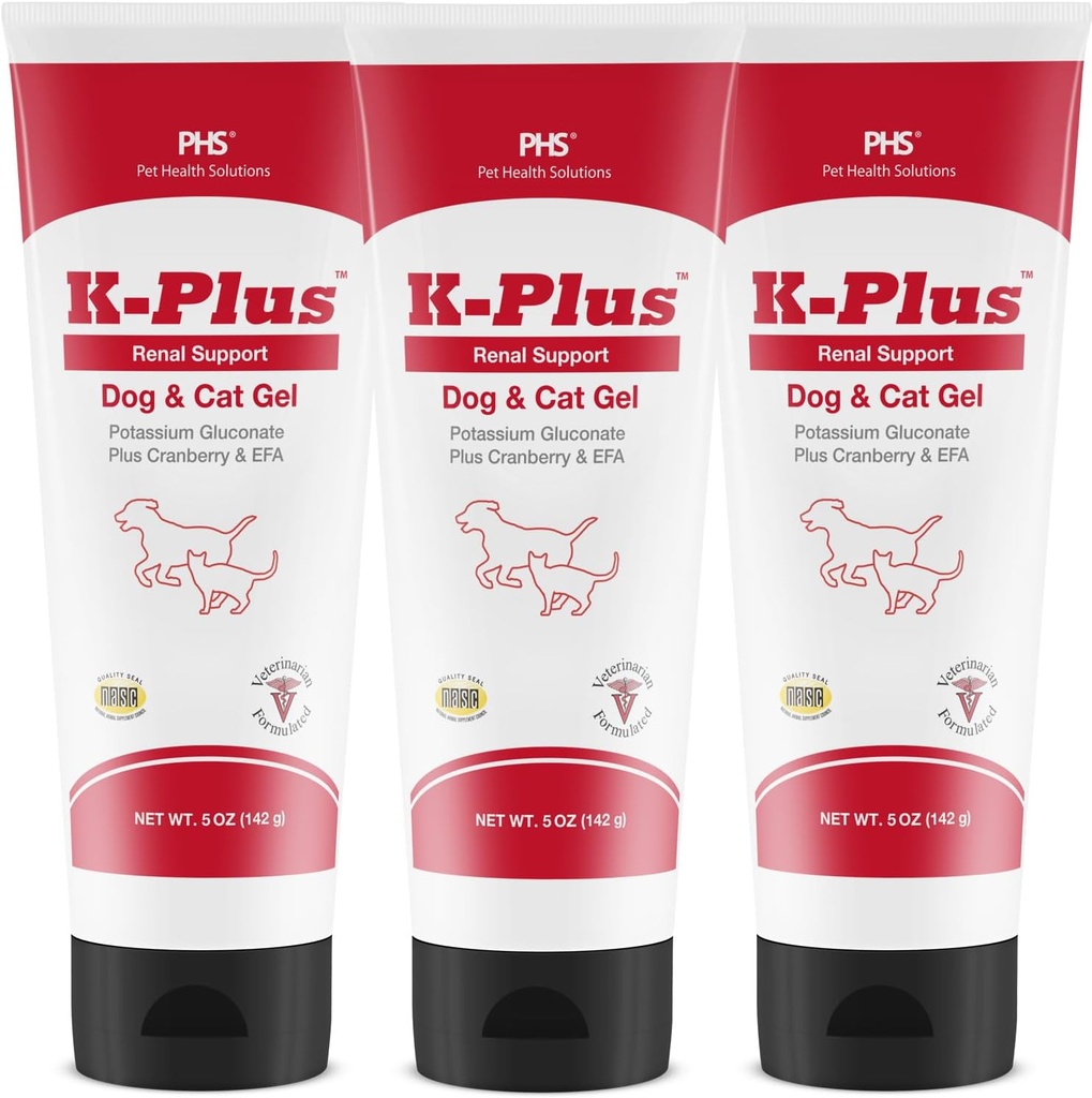 K-Plus kalijev glukonat Ledvični gel Plus brusnica in EPA za pse in mačke - Veterinarsko odobreno ledvično dopolnilo - podpira ravnovesje kalija -(3 pakiranje)