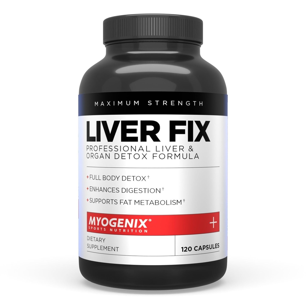 Myogenix Jetrna fix – Profesionalna formula za razstrupljanje jeter in organov – izboljša prebavo – podpira maščobno presnovo – Easy-to-Swallow – prehranska dopolnila (120 kapsul)
