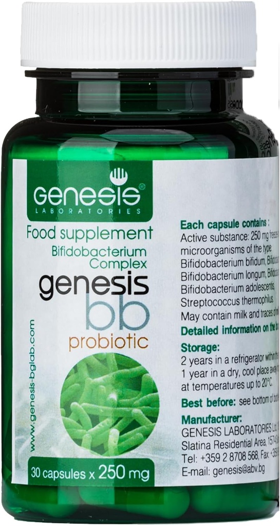 Genesis LABORATORIES Probiotični dodatek z Bifidobacterium spp. 250 mg 30 Kapsule Imunska podpora Gut Health Probiotiki za prebavno zdravje Antihrup za moške in ženske Gut Restore Probiotic