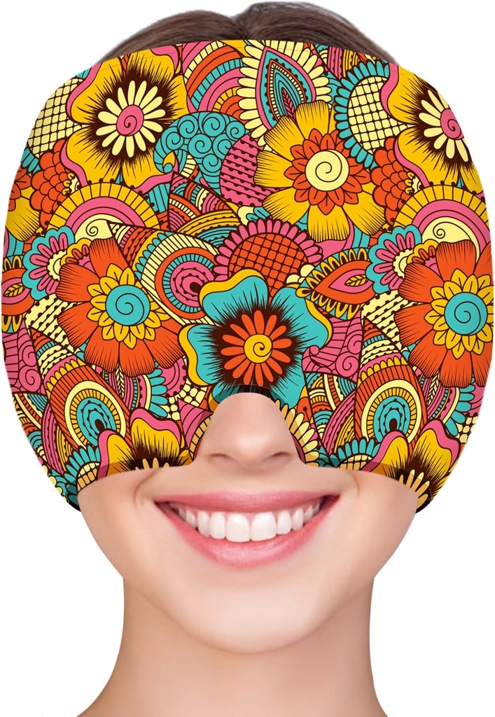 ZNÖCUETÖD Migrena Relief Cap Glavobol Relief Cap Hladna Cap Ledena Klobuk za migrene Glavobol Sinus Stres Tension glavo Ledeni paket Oviti Migrena Maska Masko Mangover Cap Ice Beanie Hot/Cold Kompresija Ženske