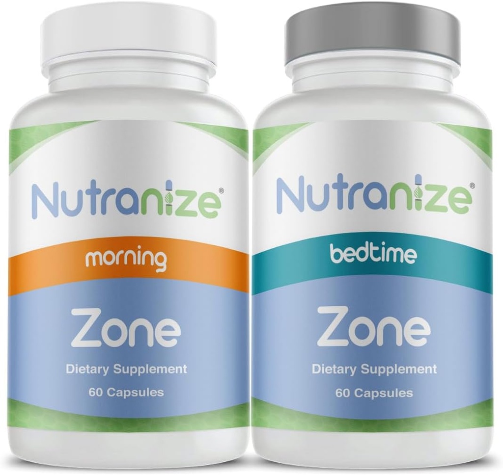 Nutranize cona Twin-Pack dopolnilni sistem - Pharmacist zasnovan zjutraj & Bedtime kapsule z magnezijevim glicinatom, vitamin D3, K2 MK7, metilfolat, krom, melatonin - 30 dan dobave (120 Count)