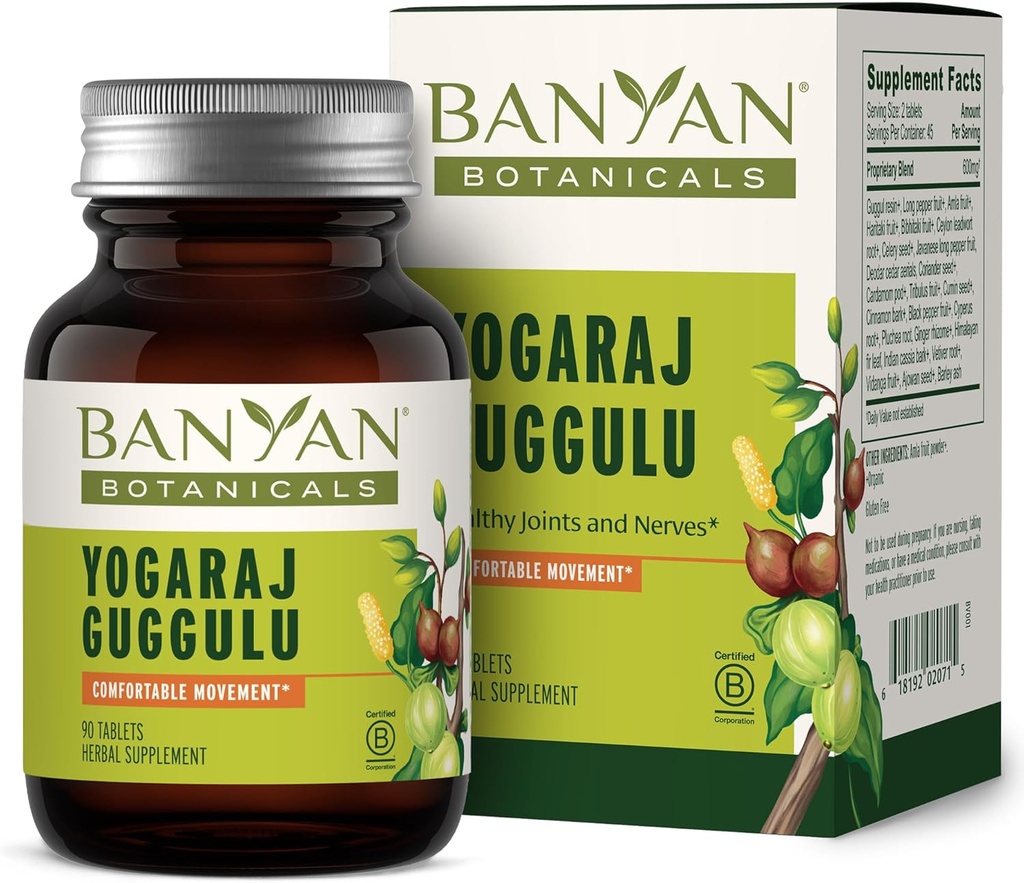 Banyan Botanicals Jogaraj Guggulu – Organska skupna podpora dodatek ‐-Ayurvedska mešanica za podporo Skeletni in nevromuskularni sistemi* – 90 Tablet – Ne-GMO, Trajno vir, Vegan