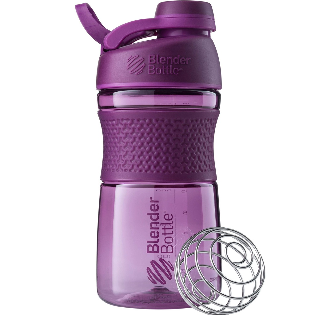 BlenderBottle 20-ounce SportMixer Twist Cap Tritan Grip Shaker steklenice, Navy in Plum