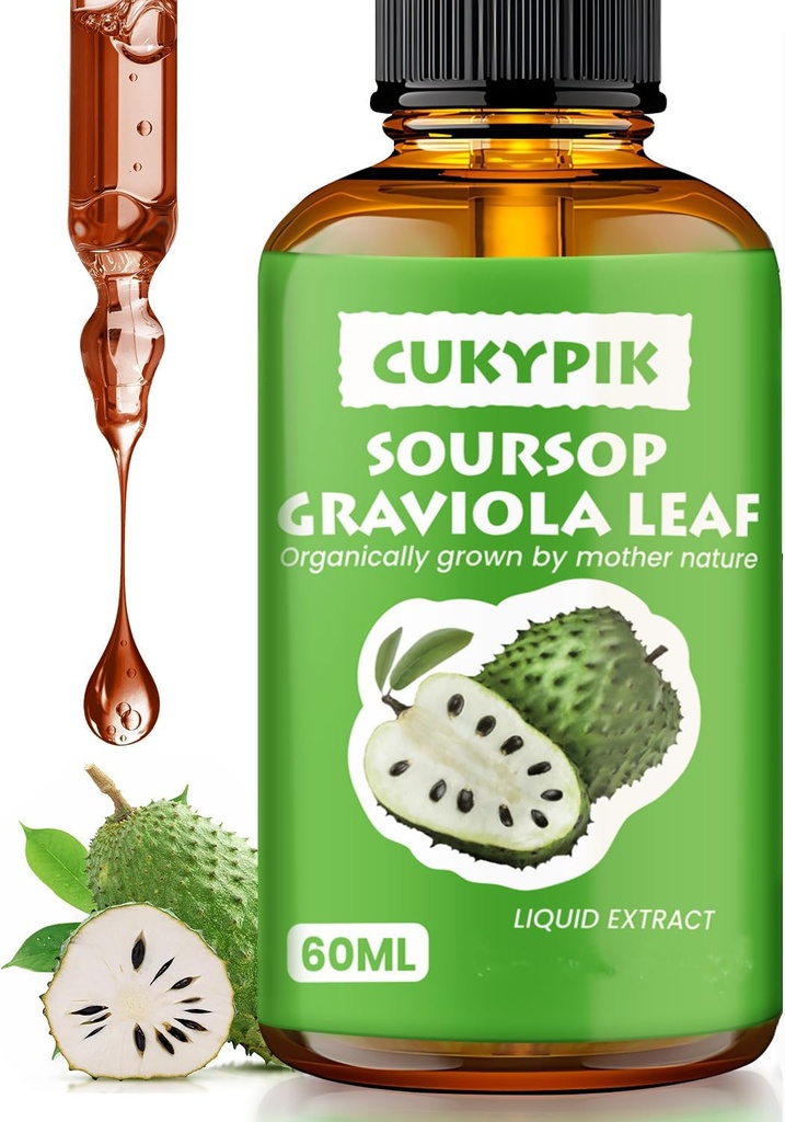 Mineralna dopolnila Soursop Graviola Leaf Extract Tekoča kapljica Plus Čista botanična za podporo celic, Zzz & Antioksidant - Soursop Bitters tekoče, 2-4 Mesec dobave, 2 Fl Oz