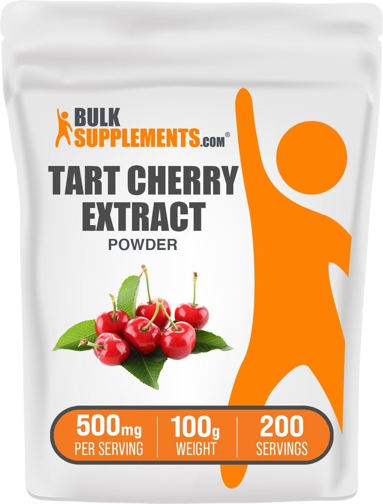 BulkSupplements.com Tart Cherry Extract Powder - Tart Cherry Supplement, Zeliščni dodatek - Antioksidant Vir, Gluten Free, 500mg na Serving, 100g (3.5 oz) (Pack of 1)