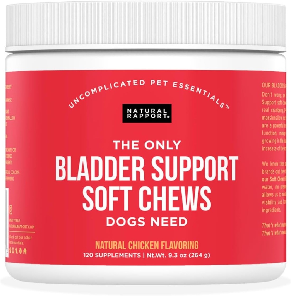 Naravne Rapport Dog Bladder podpora - edini Bladder podpora žveči psi potrebujejo - 120ct dopolnila, ki vsebujejo brusnice in D- manoza za pomoč pri delovanju ledvic